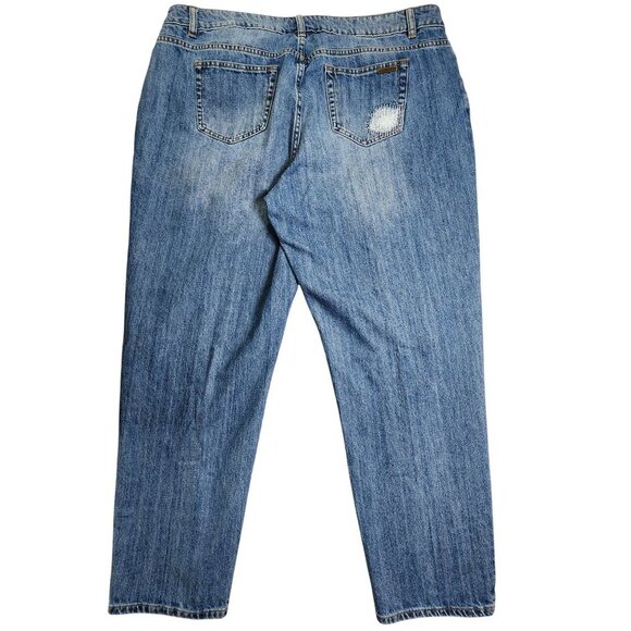 Michael Kors Womens Dillon Relaxed Fit Patchwork Distressed Blue Denim Jeans Siz - Picture 15 of 15